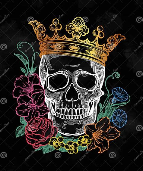 Beautiful Romantic Skull With Crown Stock Vector Illustration Of