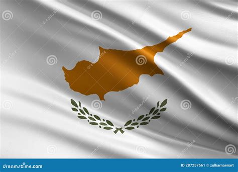 Cyprus Flag with Fabric Texture, Official Colors, 3D Illustration Stock Illustration ...