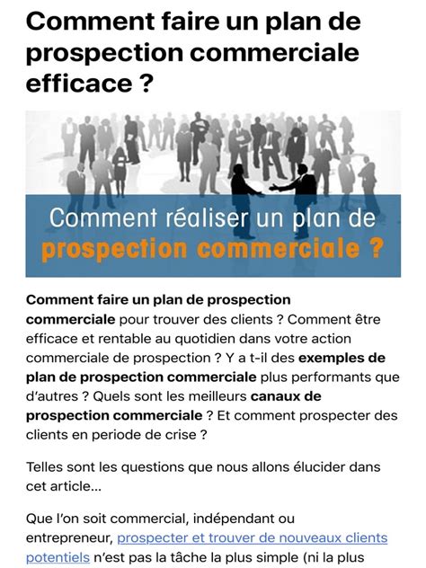 Comment Faire Un Plan De Prospection Commerciale Gagnant Pdf