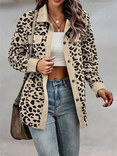 SHEIN LUNE Camisa De Manga Larga Con Estampado De Leopardo Para Mujer