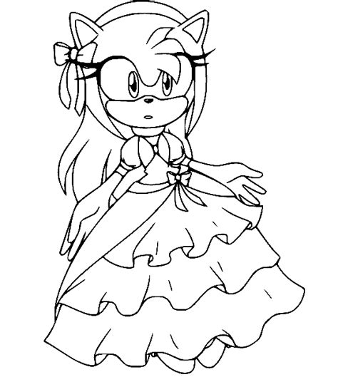 Coloriage Amy Rose En Robe Coloriages Gratuits à Imprimer