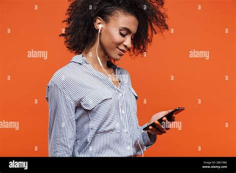 Smiling Young Beautiful African Woman Wearing Casual Clothes Standing