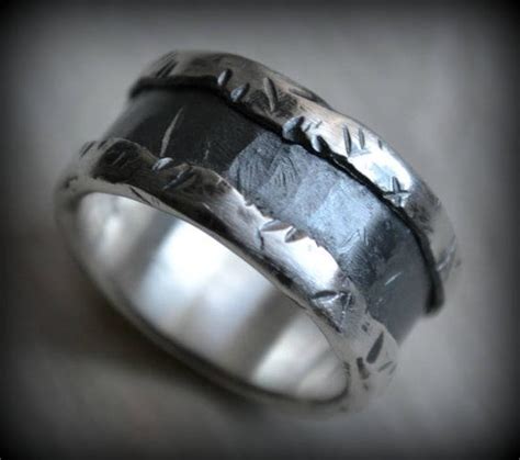 Mens Wedding Band Fine Silver And Sterling Silver Ring Etsy