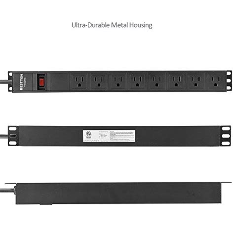 BESTTEN 1U PDU With 8 Outlets And 9FT Cord Heavy Duty Metal Power