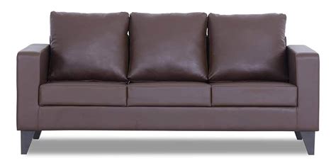 Buy Straight Leatherette 3 Seater Sofa In Brown Colour At 23 OFF By