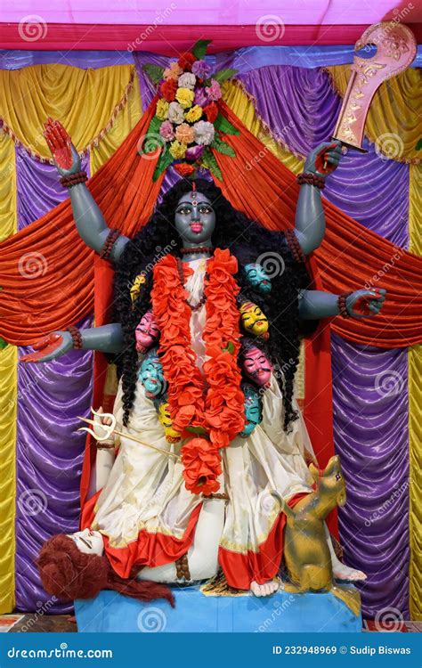 Idol of Goddess Maa Kali at a Decorated Puja Pandal in Kolkata, India ...