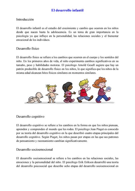 El Desarrollo Infantil El Desarrollo Infantil Introducci N El