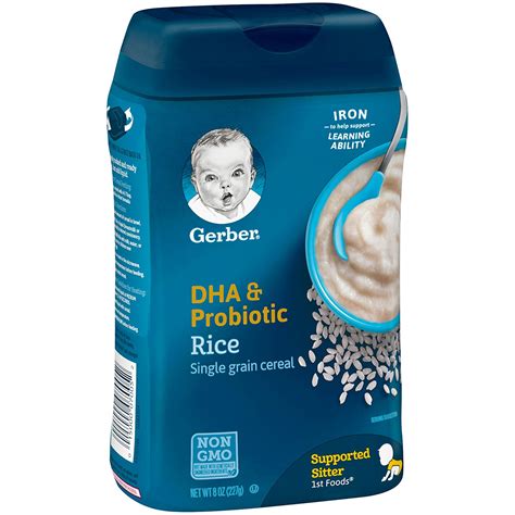 Gerber DHA And Probiotic Single Grain Rice Baby Cereal 227 Gm NON GMO