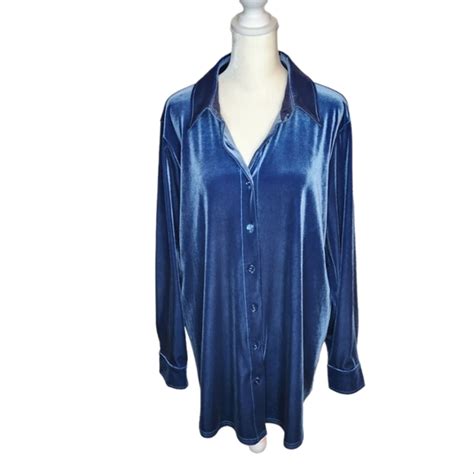 Soft Surroundings Tops Soft Surroundings Blue Velvet Tunic Button