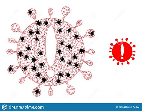 Triangulated Mesh Virus Exclamation Pictograms With Infection Items