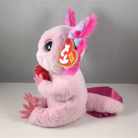 Ty Beanie Baby Bellies Locky The Valentines Day Axolotl 6 Inch New