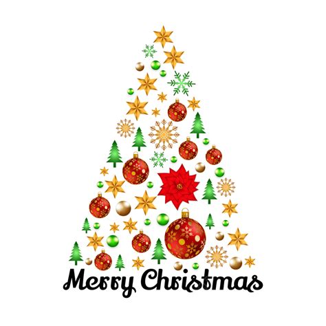 Gambar Merry Christmas With Tree Transparent Background Balls Satrs