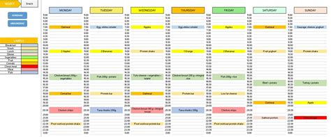 WEEKLY MEAL Planner EXCEL Template Meal Plan Template Diet Planner Weekly Schedule Template - Etsy