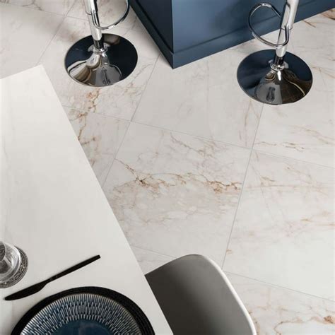 Barnaby White Marble Effect Matt Porcelain Floor Tile