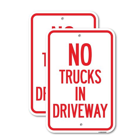 2 Pack Driveway Sign No Trucks In Driveway 12 X 18 Heavy Gauge Aluminum Sign Rust Free