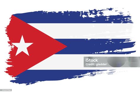 Cuba Flag Wide Brush Stroke On Transparent Background Vector Stock