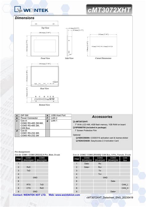 HMI Complex Weintek CMT3072XHT Display IPS 7 Inch Multiproject Automatic