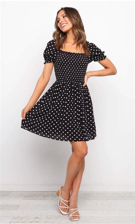 Black Polka Dot Skater Dress Gabi Swimwear