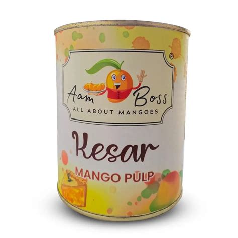 Yellow Kesar Mango Pulp Packaging Type Tin Packaging Size 850 Gms