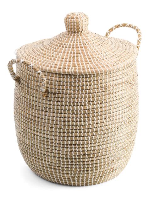 Medium Round Natural Seagrass Hamper New Arrivals T J Maxx Tj Maxx Lidded Hamper Hamper