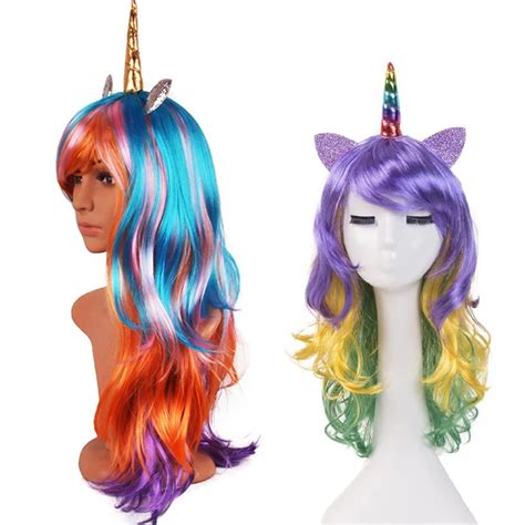 Halloween Colorful Rainbow Unicorn Wig Gothic Lolita Cosplay