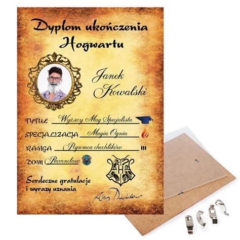 Dyplom Uko Czenia Hogwartu Dla Fan W Harrego Pottera Harry Potter