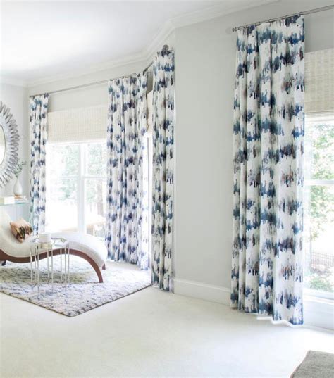 Blue white curtains navy white drapes curtain panels watercolor print – JLL HOME