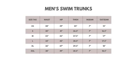 Men’s Swim Trunks Size Chart – Foster & Co.