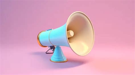 Loudspeaker Cartoon 3d Render On Pastel Blue Circle Background Speaker 3d Megaphone 3d