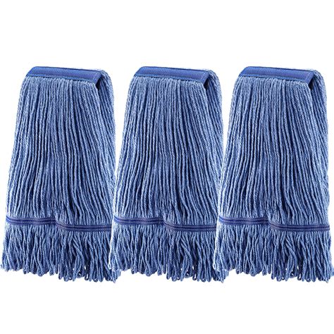 Pack Mop Head Replacement Mop Heads Commercial Blue Cotton Looped