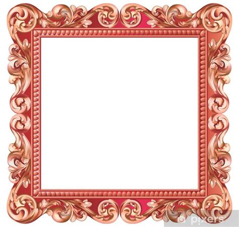 Poster Cadre baroque carré métallisé rouge PIXERS FR