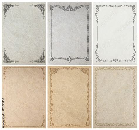 Old Paper Background Texture With Vintage Frame Border Design In A4