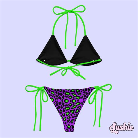 Acid Leopard String Bikini Y K Swimwear Trendy Bikini Set Summer Fashion Etsy
