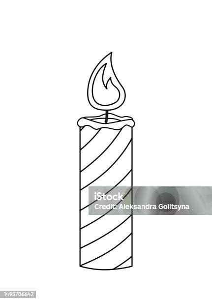 Burnind Candle Coloring Page Black And White Striped Candle Vector Stock Illustration Download