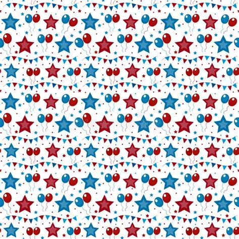 American Usa Flag Seamless Patterns Independence Day July Concept