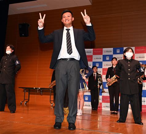 【ドラフト】阪神外れ1位中大・森下翔太は3冠王目標「順位に恥じないよう」大山へ弟子入り志願 プロ野球写真ニュース 日刊スポーツ