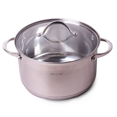 Каструля з кришкою Kamille 4.9 л з нержавіючої сталі і 7-шаровим дном ...