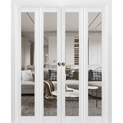 Slab Barn Door Panel Frosted Glass Lite Planum White Silk