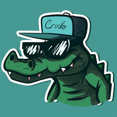 Digital Art Of A Crocodile Head Wearing A Hiphop Hat And Sunglasses