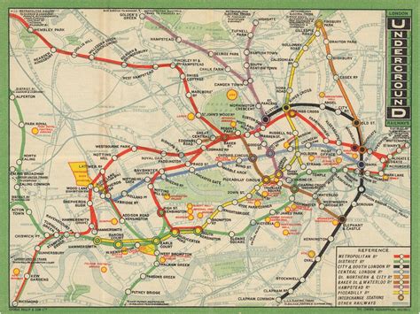 Tube Map London Underground Railways 1912 Old Tube Map Antique Print ...