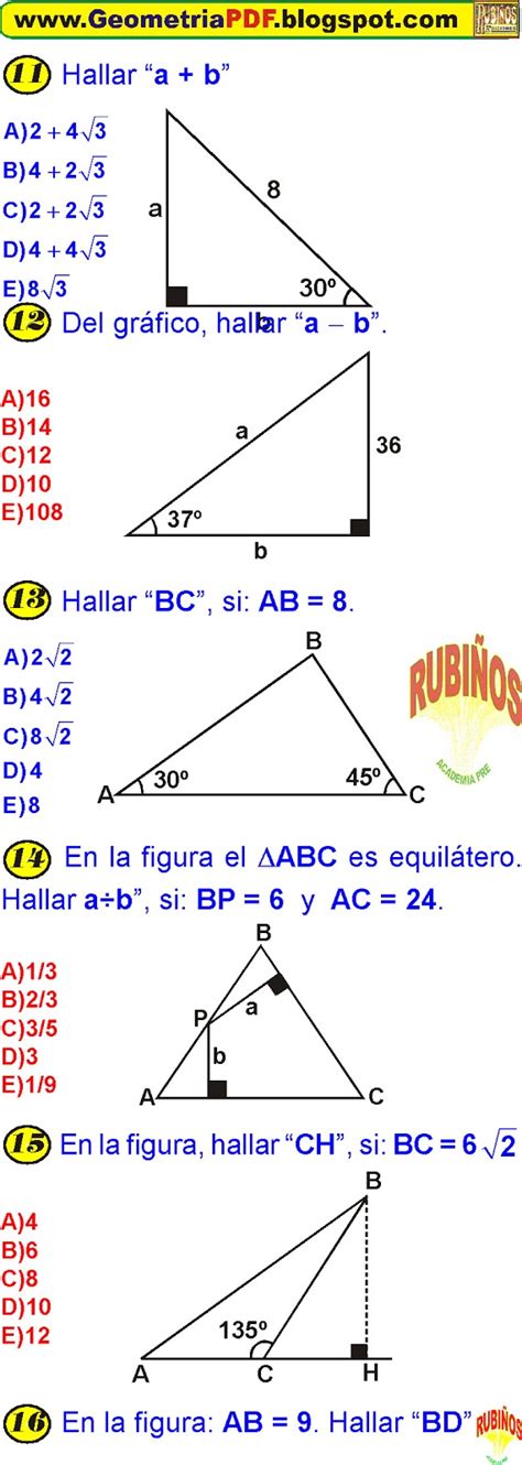 TriÁngulos Notables Ejercicios Resueltos De Secundaria Pdf