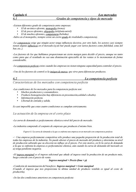 Res Men Tema Cap Tulo Los Mercados Grados De Competencia Y