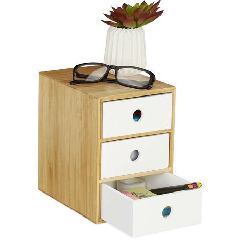 Relaxdays Organizador De Escritorio Cajones Bamb Y Mdf Caja