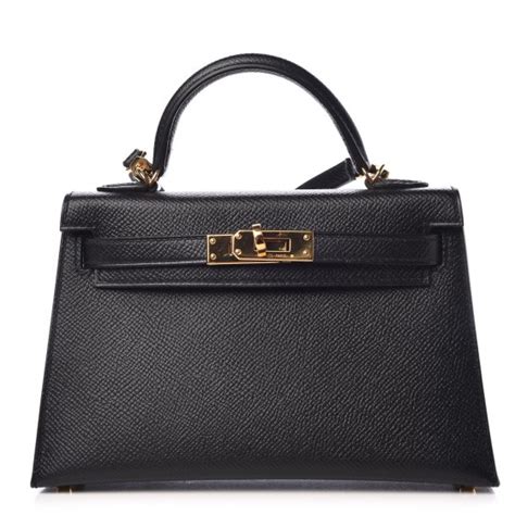 HERMES Epsom Mini Kelly Sellier 20 Black 314593 FASHIONPHILE