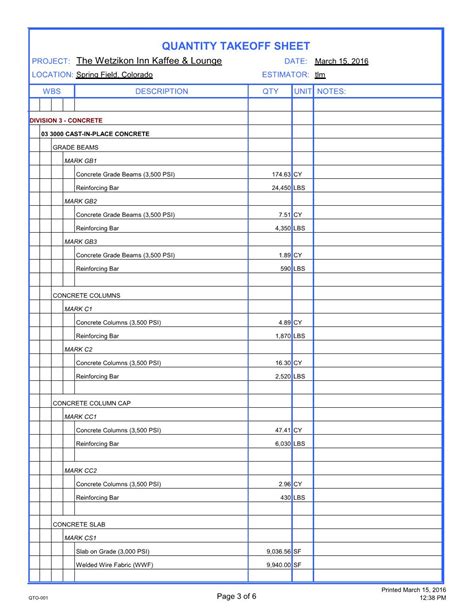 Quantity Takeoff Qto Tlm Professional Construction Services