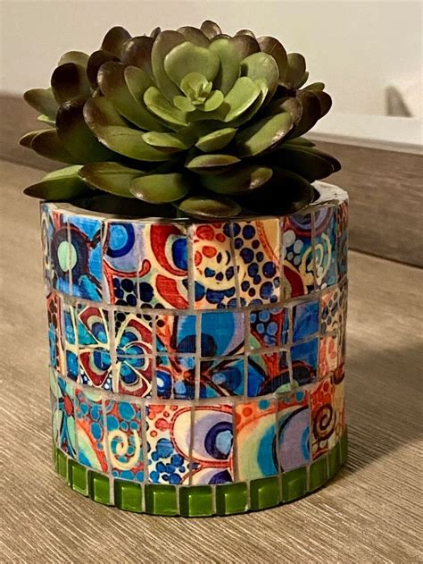 Succulent Planter Small Mosaic Pot Small Cactus Planter Small Ceramic