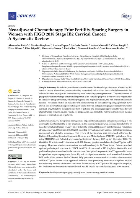 Pdf Neoadjuvant Chemotherapy Prior Fertility Sparing Surgery In Women