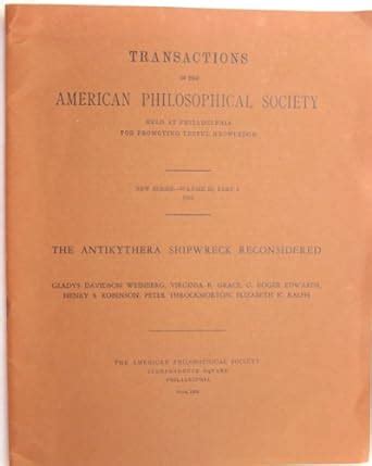The Antikythera Shipwreck Reconsidered Gladys Davidson Others