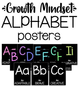 Growth Mindset Alphabet Posters By MissTehTeaches TpT