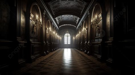 Dark Hallway Of A Gothic School Background, 3d Rendering Dark Hall Scene In Mythological, Hd ...